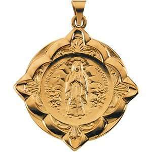  R16966 14K Yellow Gold 31X31 Mm Ol Lourdes Medal Jewelry