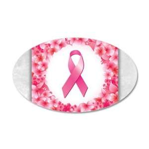 38.5x24.5O Wall Vinyl Sticker Cancer Pink Ribbon Flower 