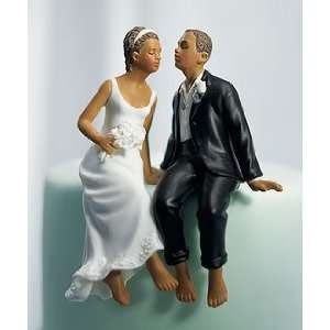  Cake Topper   Whimsical Sitting Bride and Groom