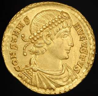 Gold Emperor Constans Solidus Coin, Trier mint  