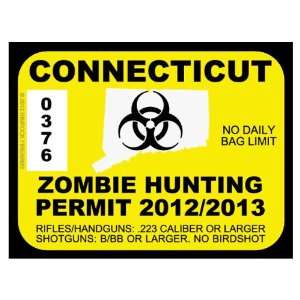  CONNECTICUT Zombie Hunting Permit 2012 (Bumper Sticker 