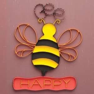  Metal Rustic Handmade Bee Happy Wall Sign   60538