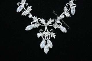 Bridal Wedding Leaf & Vine Crystal Necklace Set 1259  