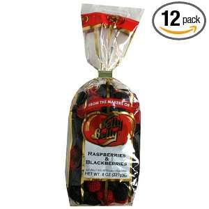 Jelly Belly Raspberries and Blackberries, 8 Ounce Bags (Pack of 12 
