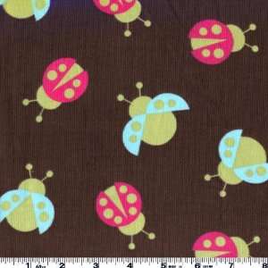  44 Wide 21 Wale Corduroy Ladybugs Hazelnut Fabric By The 