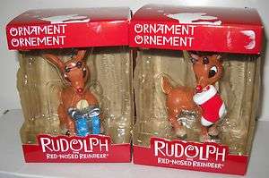 1636 NRFB 2 Rudolph the Red Nosed Reindeer Christmas Ornaments  