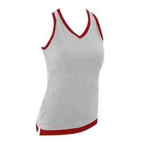 Cheerleaders Layered Look Top W/ Crisscross Back RED W/ WHITE A2XL 