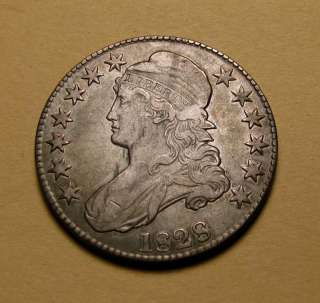 1828 Capped Bust Half Dollar Very Nice Orginal Tone Higher Grade Coin 