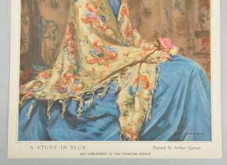   Garratt A Study in Blue Vintage Print Portrait of Young Lady  