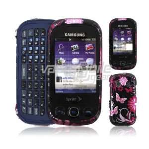 PINK BLACK BFLY DESIGN HARD CASE + LCD Screen Protector for SAMSUNG 