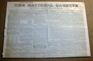 1836 newspaper TEXAS REVOLUTION James Fannin GOLIAD + ALAMO MASSACRE 