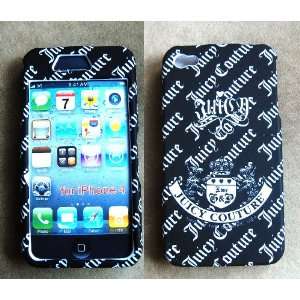   Front and Back Case Cover for iPhone 4 4g Black with White Print Case