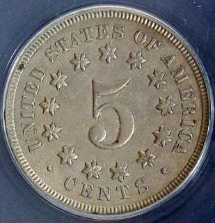 1868 Shield Nickel Very Nice ANACS Graded AU 55  