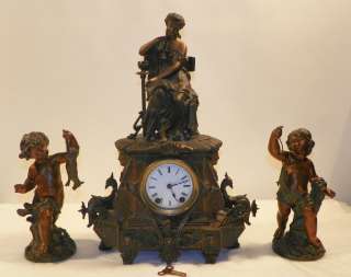 Seth Thomas Clock Garniture Set. Circa 1875.  