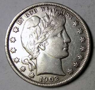 1902 BARBER HALF DOLLAR XF AU NICE  