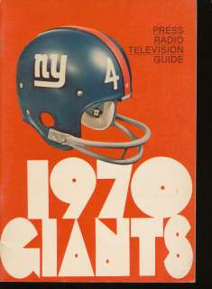 1970 New York Giants NFL Press Radio TV Media Guide  