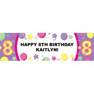  #8 Pastel Personalized Birthday Banner Large 30 x 100 