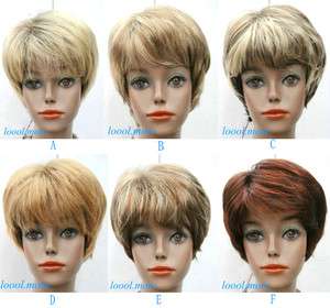   ) Short Straight Curly women lady Daily wear Hair Home Wig  