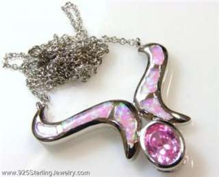 PINK SAPPHIRE FIRE OPAL .925 SILVER NECKLACE 17  