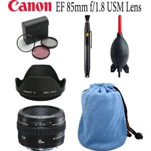 Canon EF 85mm f/1.8 USM Lens + Bower Lens Hood + Giottos Pouch + Lens 