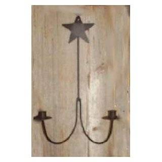 Wrought Iron Wall Sconce 2 Arm with Star Top
