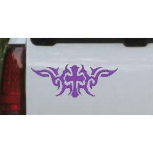 Purple 4.5in X 11.5in    Christian Cross with Tribals Car Window Wall 