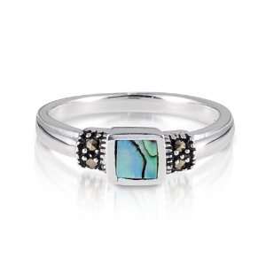  Marcasite and Abalone Platform Ring Jewelry