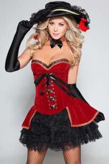 New Red Black Corset dress costume set size 8 10 12 14  