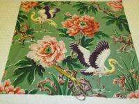 Deco Floridian Birds Vintage Barkcloth Era Fabric Panel  