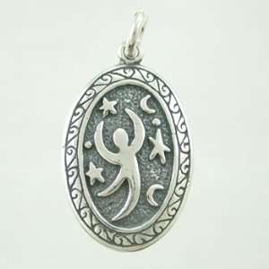   Dancer Pendant or Charm with Moons and Stars in Sterling Silver, #9024