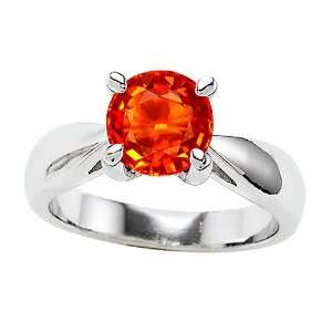   Round Mexican Fire Opal Engagement Ring in .925 Sterling Silver Size 7