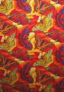 BUTTERFLY CARNIVAL XLG RED ORG YELL Cotton Quilt Fabric  
