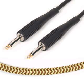 Gold Braided 3m Guitar Lead Cable   1/4 6.35mm TS Mono  
