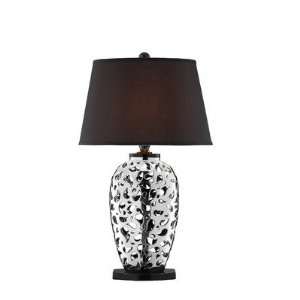  Ceramic Open Work Table Lamp in Silver (Set of 2)