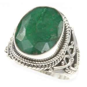  925 Sterling Silver Created EMERALD Ring, Size 7, 7.99g Jewelry