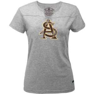   Sun Devils  Womens  Axis Distressed Print Slit Neck Tee Sports