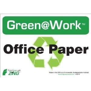 Zing Eco Environmental Awareness Sign, Header Green at Work, Office 