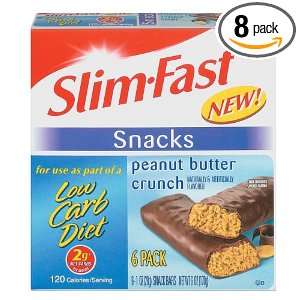 Slim Fast Low Carb Snack Bar, Peanut Butter Crunch, 1 Ounce Bars in 6 