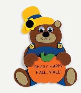 Beary Happy Fall Yall Foam Magnet Craft Kit Kids Fun  