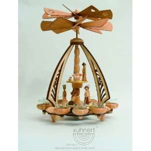   German Candle Arch Pyramid Double with Nativity Scene