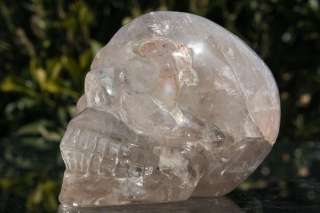 Tibetan Clear Quartz Rock Crystal Carved Crystal Skull，rainbows 