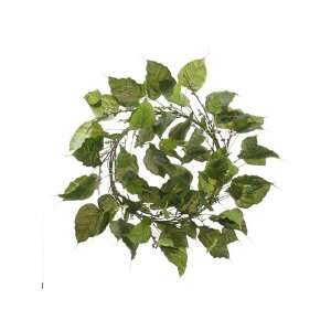 24 Bodhi Tree Leaf Wreath w/Berry Two Tone Green (Pack of 