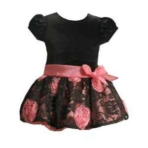  Pink and Black Lace Bottom Dress Size (3T)   X10209 