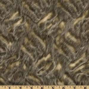  62 Wide Faux Fur Cream/Dark Taupe Fabric By The Yard 