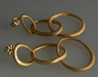 22K gold hand forged link post earrings  