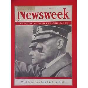 Adolf Hitler & Von Brauchitsch January 6 1941 Newsweek Magazine Matted 