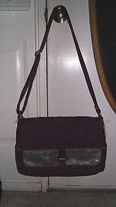   Fossil Key Per Messenger X Large Purple Quilted Handbag Authentic $118