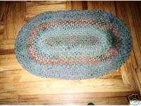 Turquoise & Copper, Wool, BRAIDED RUG, Oval 29x45, NH  