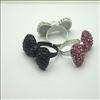 3pcs hellokitty pink & silver & black crystal bow ring rings gift 