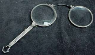 Antique Folding Sterling Sliver Lorgnette 1910s Art Deco Eyeglasses 